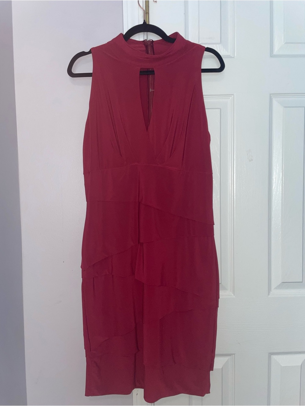 White House Black Market Sleeveless Layered Midi Dress in Deep Wine